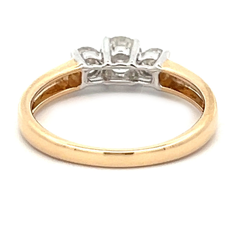 Diamond 3 Stone Ring 18ct Yellow Gold 0.75ct REAR