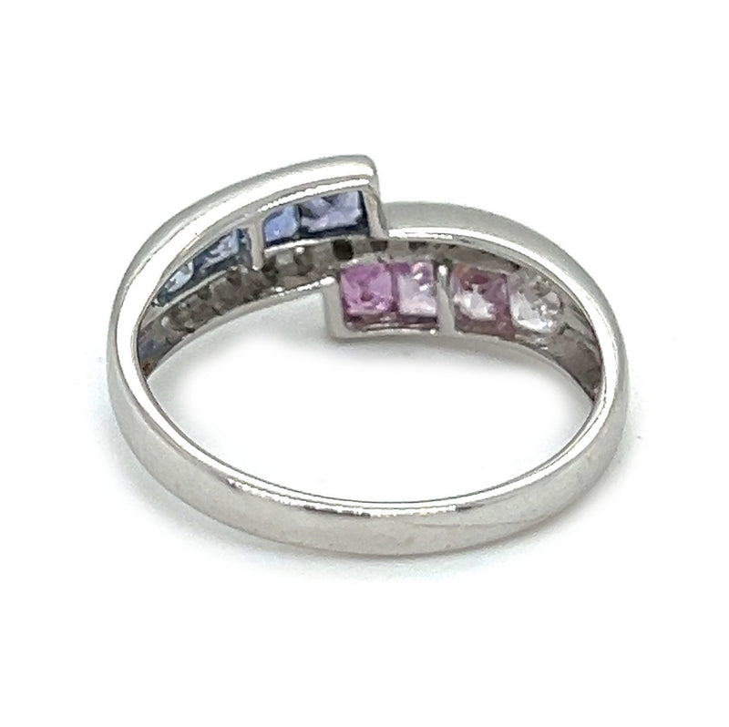 18ct White Gold Multi Colour Sapphire & Diamond Ring