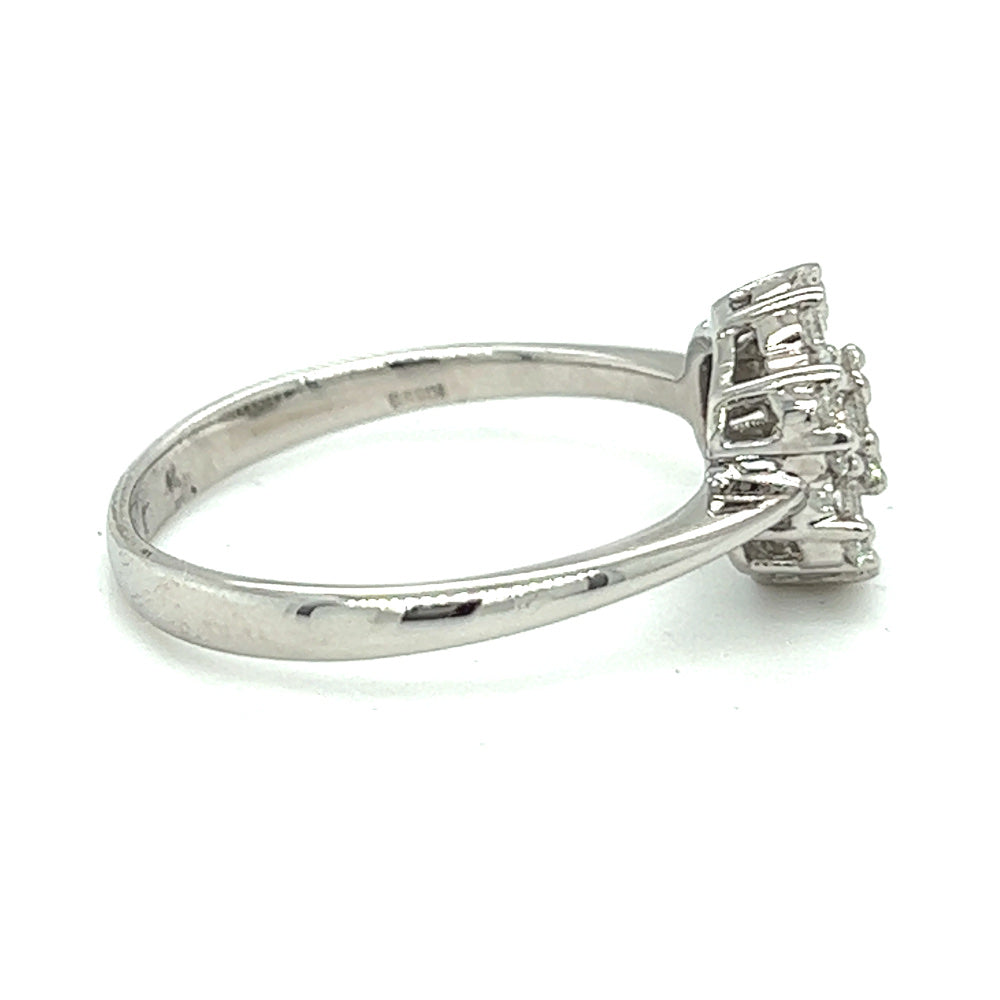 Diamond Daisy Multi Cluster Ring 18ct White Gold