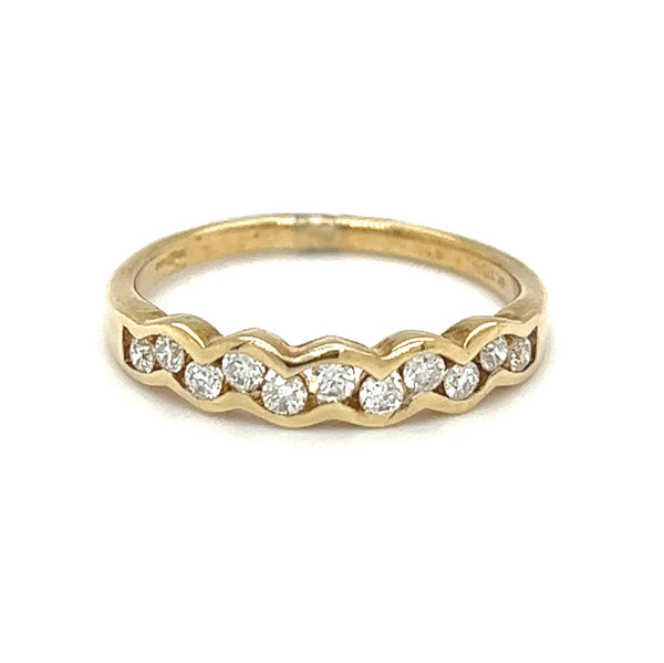 Diamond Wave Eternity Ring 9ct Yellow Gold front