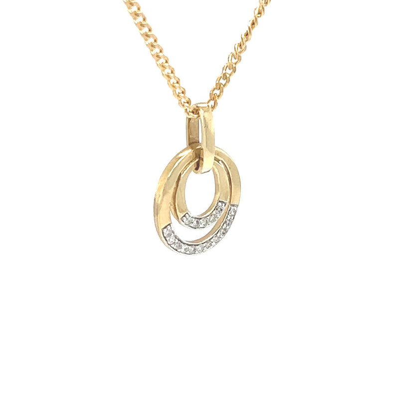 14K Two-Tone Double Circle Diamond Necklace - Josephs Jewelers
