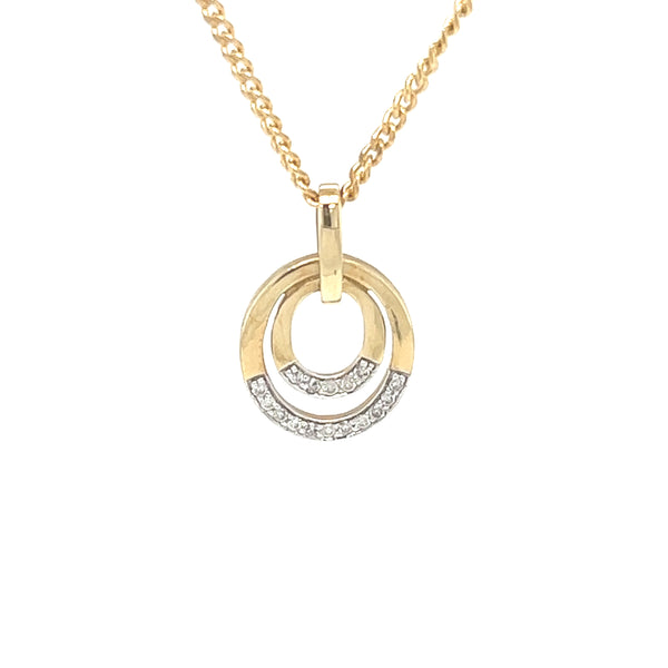 9ct Gold Double Circle Diamond Pendant