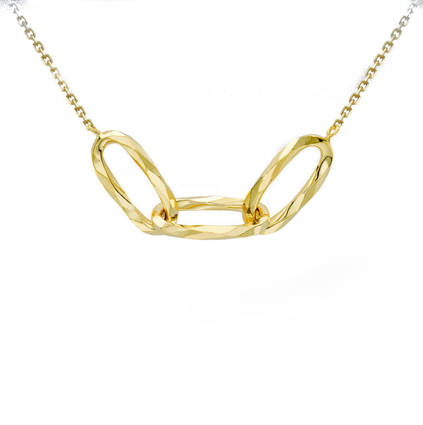 9ct Yellow Gold 3 Interlocking Paper Chain Link Necklace