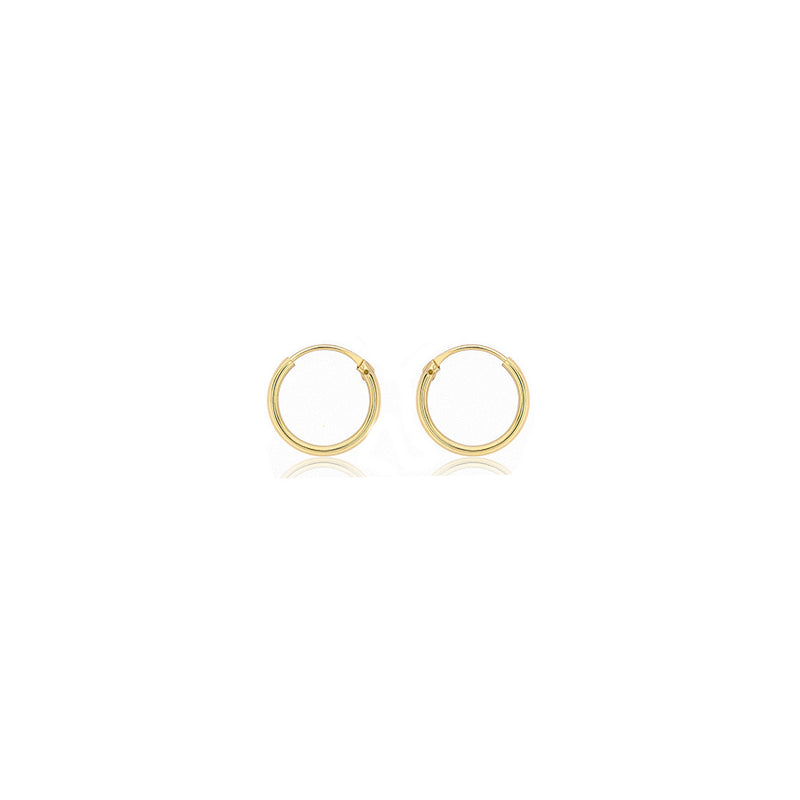 9ct Yellow Gold 1.2mm Plain 10.5mm Sleeper Hoop Earrings