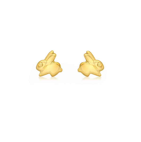 9ct Yellow Gold Rabbitt Stud Children's Earrings