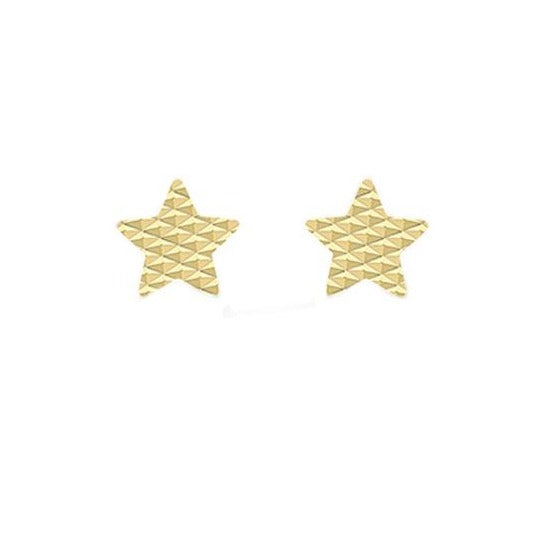 9ct Yellow Gold Diamond Cut Star Stud Earrings