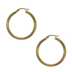 Plain 30mm Hoop Earrings 9ct Gold