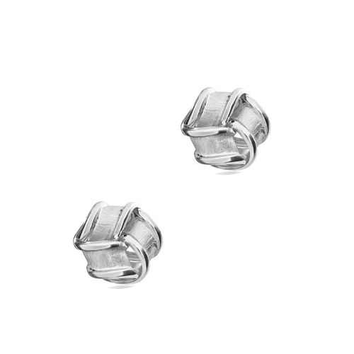9ct White Gold Knot Earrings 10mm