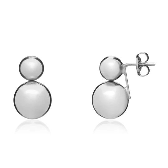 9ct White Gold Double Ball Stud Earrings side