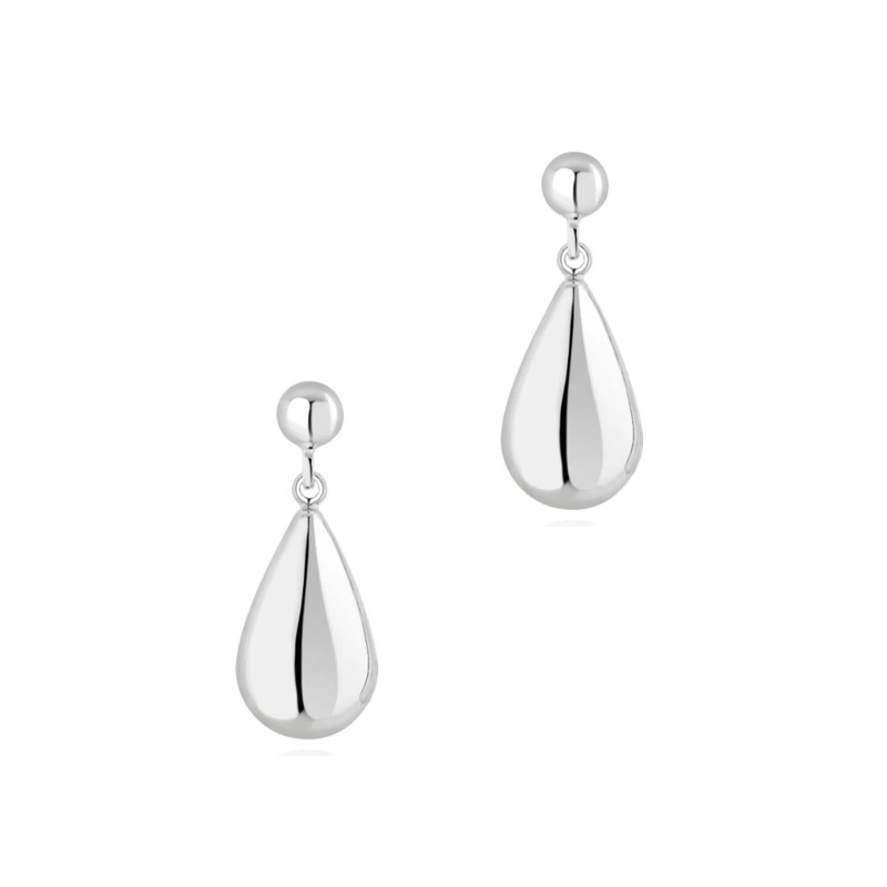 9ct White Gold Polished Pear Drop Earrings