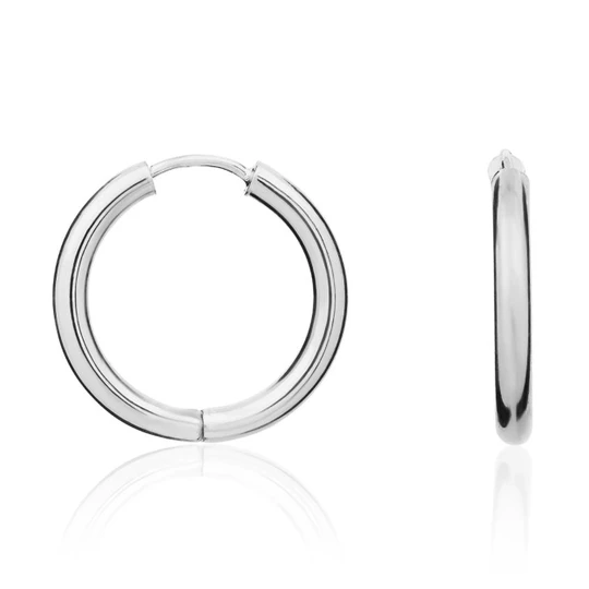 9ct White Gold Polished Huggy Hoop Earring side and front
