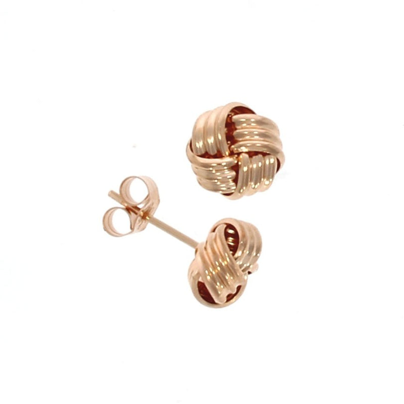9ct Rose Ribbed Gold Knot Earrings