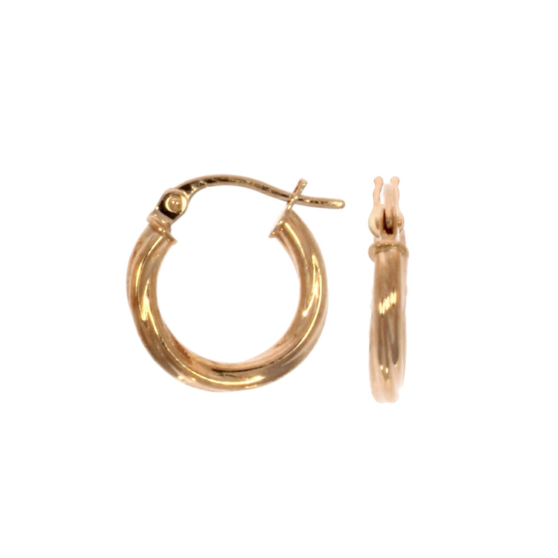 9ct Rose Gold 14mm Twisted Hoop Earrings