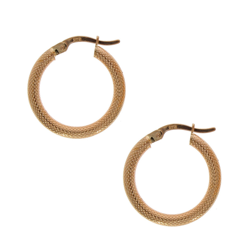 9ct Rose Gold 20mm Textured Hoop Earrings