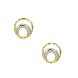 9ct Two Colour Gold Double Circle Stud Earrings