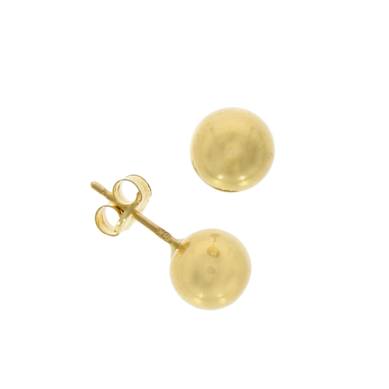 18ct Gold 7mm Ball Stud Earrings front and side