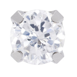 Stainless Steel White Cubic Zirconia Stone Set Stud