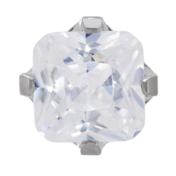9ct White Gold 5mm Square White CZ Stone Set Stud