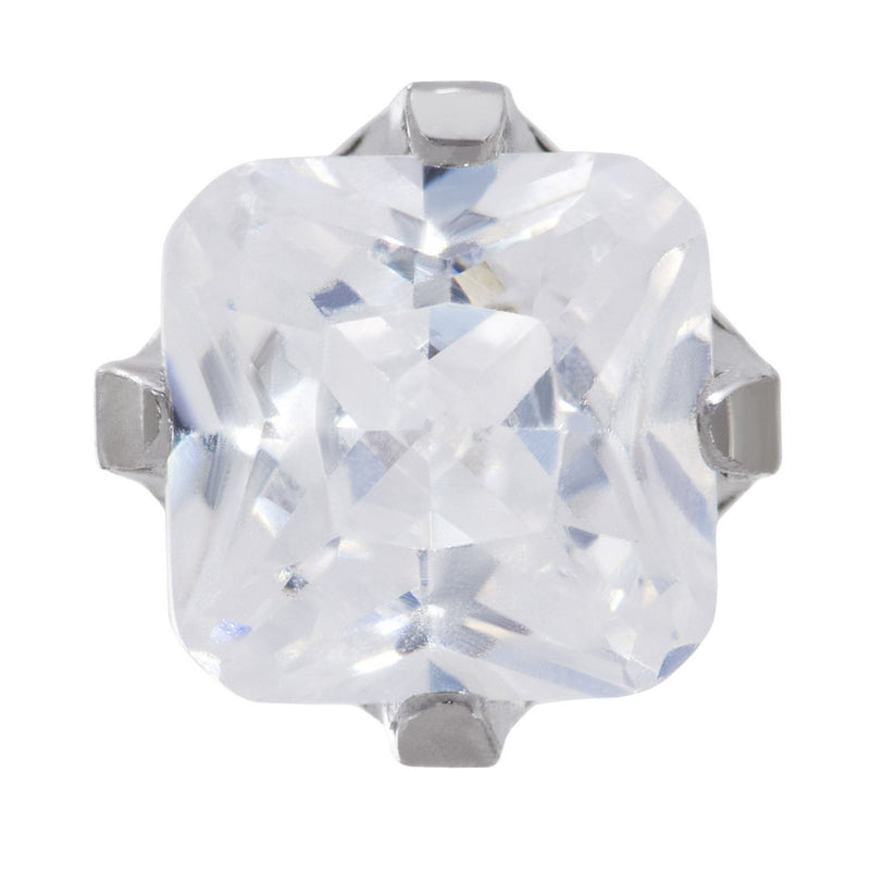 9ct White Gold 5mm Square White CZ Stone Set Stud