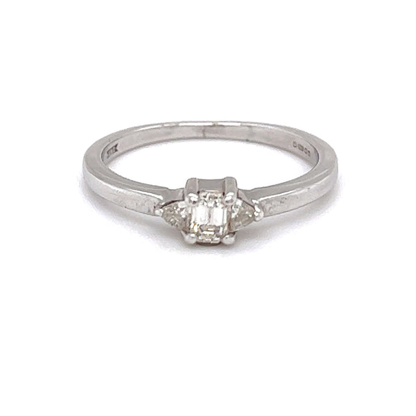 Pre Owned Multi Cut 3 Stone Diamond Ring 18ct White Gold