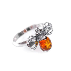 Henryka Bumble Bee Ring in Silver and Amber