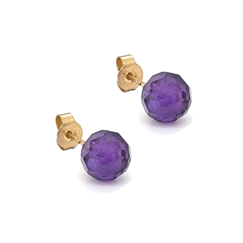 9ct Gold 5mm Faceted Amethyst Bead Earrings