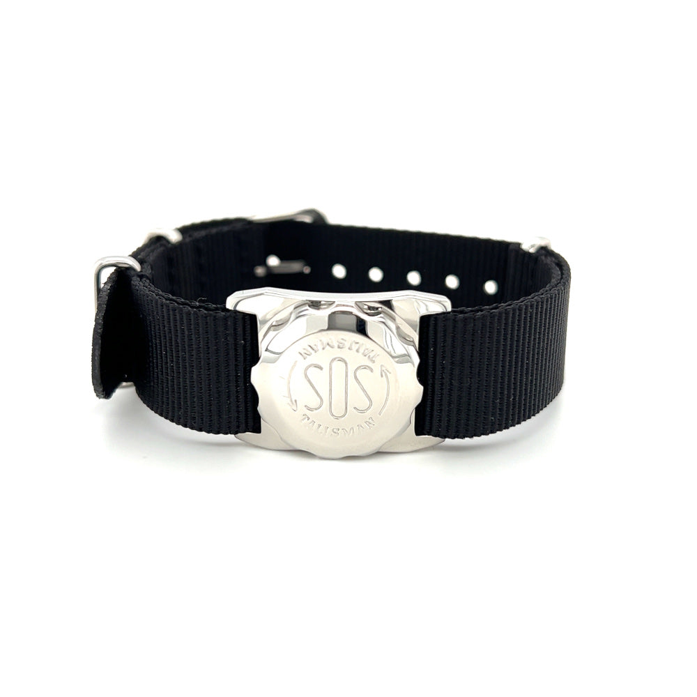 SOS Talisman Steel Plain Watch Capsule with Nato Strap Black