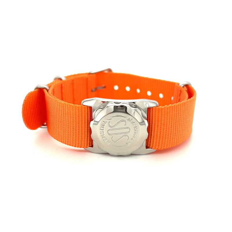 SOS Talisman Steel Plain Watch Capsule with Nato Strap Orange
