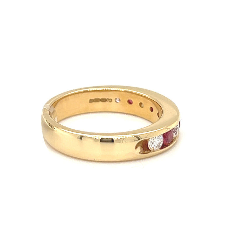 Ruby & Diamond Eternity Ring Channel Set 18ct Gold side