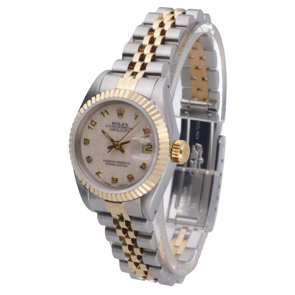 Pre Owned Rolex Ladies Datejust 69173 cream rolex dial side