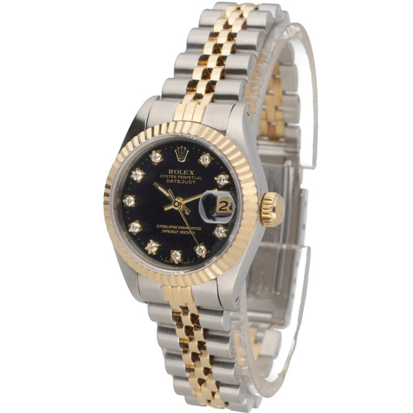 Pre Owned Rolex Ladies Datejust 69173 Diamond Dot Dial side view