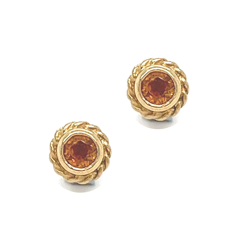 9ct Yellow Gold Round Citrine Stud Earrings