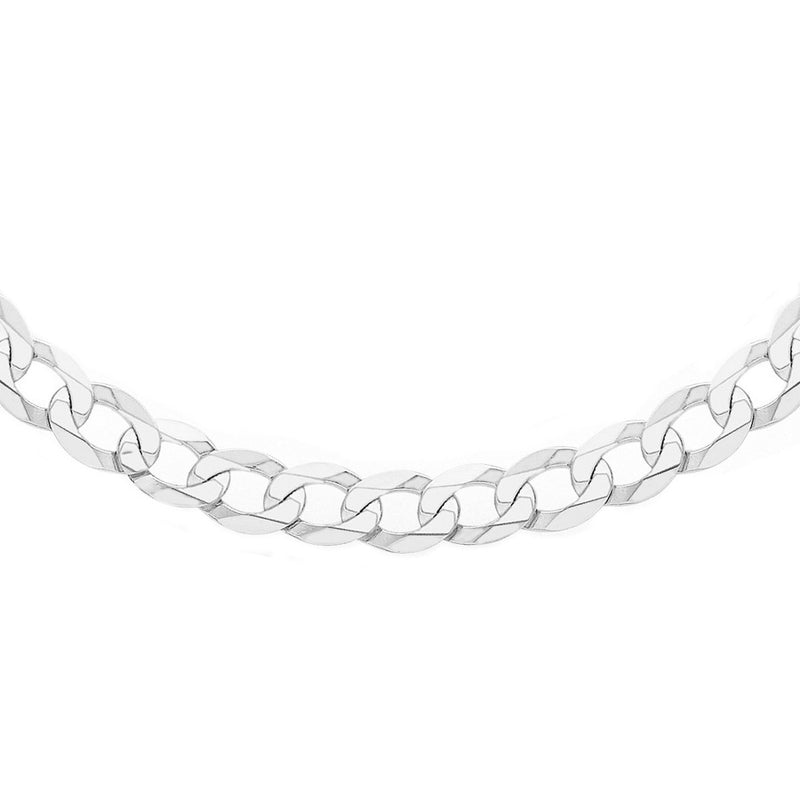 Sterling Silver Men's 7.2mm Open Diamond Cut Curb Chain 20 Inch