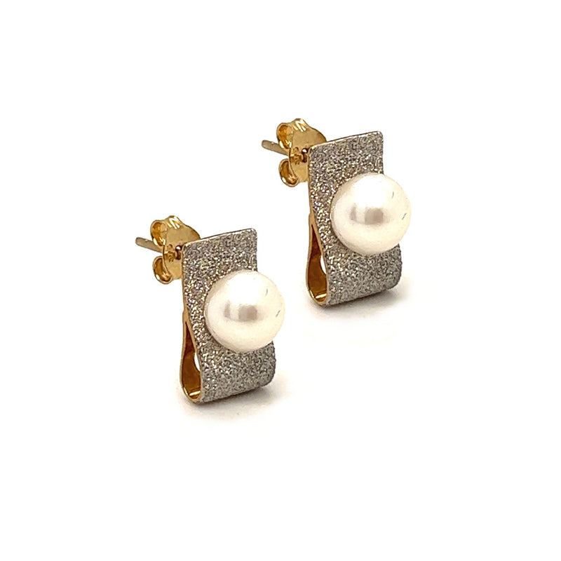 6mm Cultured Pearl Glitter Earring 9ct Gold