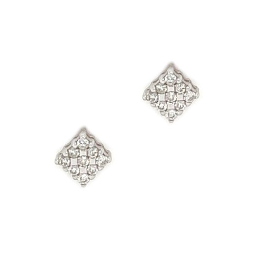 18ct White Gold Triple Row Diamond Stud Earrings