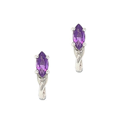 9ct White Gold Marquise Amethyst Stud Earrings