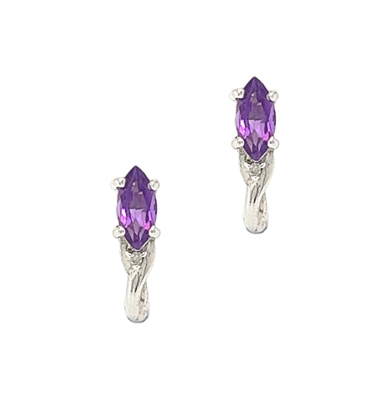 9ct White Gold Marquise Amethyst Stud Earrings