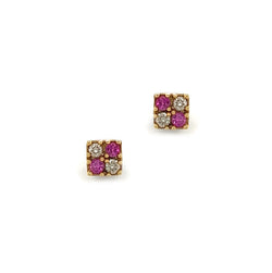 4 Stone Ruby & Diamond Earrings