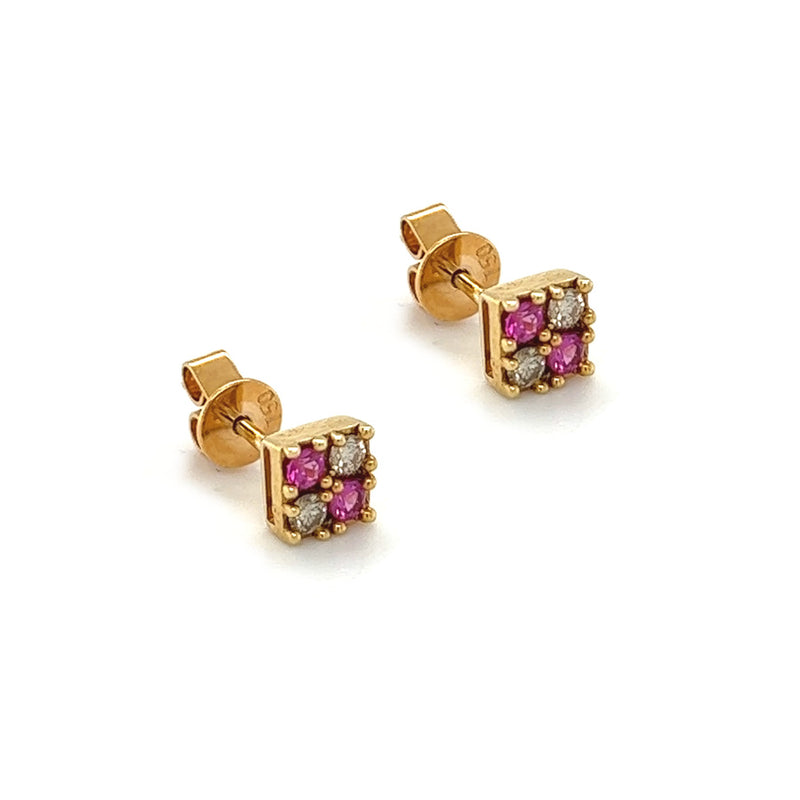 4 Stone Ruby & Diamond Earrings side