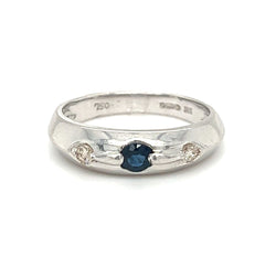 Sapphire & Diamond 3 Stone Band Ring 18ct White Gold front