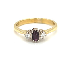 Ruby & Diamond 3 Stone Ring 9ct Gold