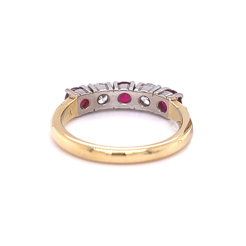 Ruby & Diamond 5 Stone Eternity Ring 18ct Gold rear