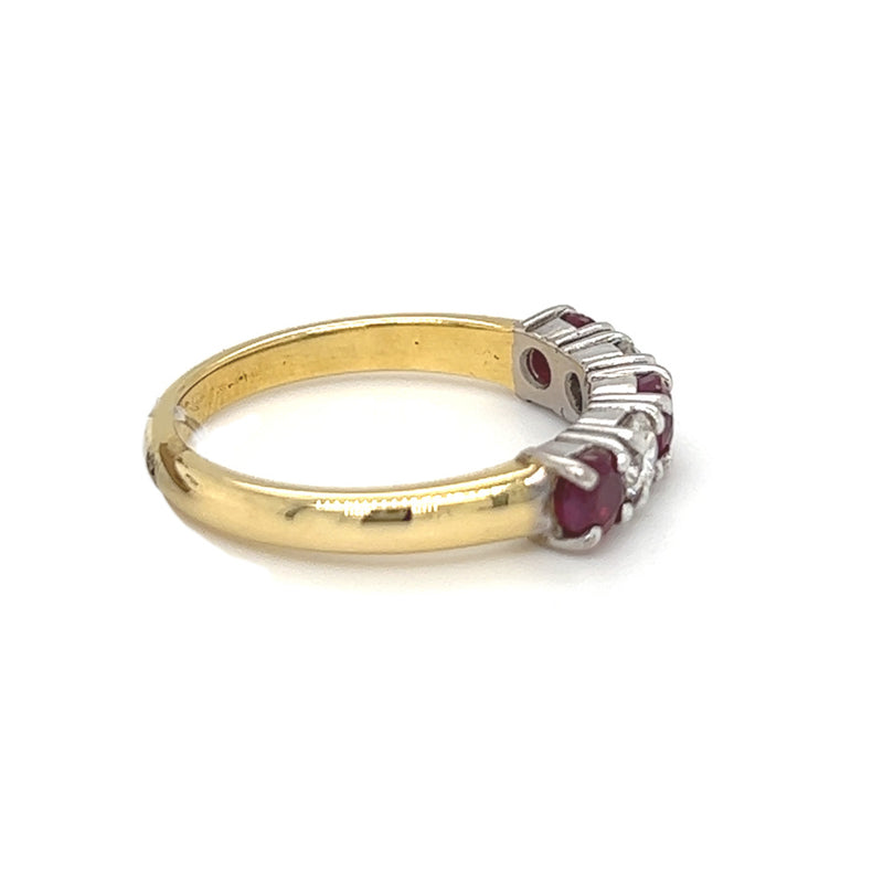 Ruby & Diamond 5 Stone Eternity Ring 18ct Gold