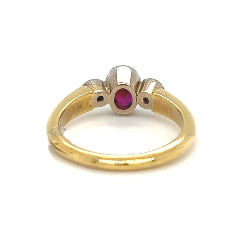 Ruby & Diamond 3 Stone Ring 18ct Gold