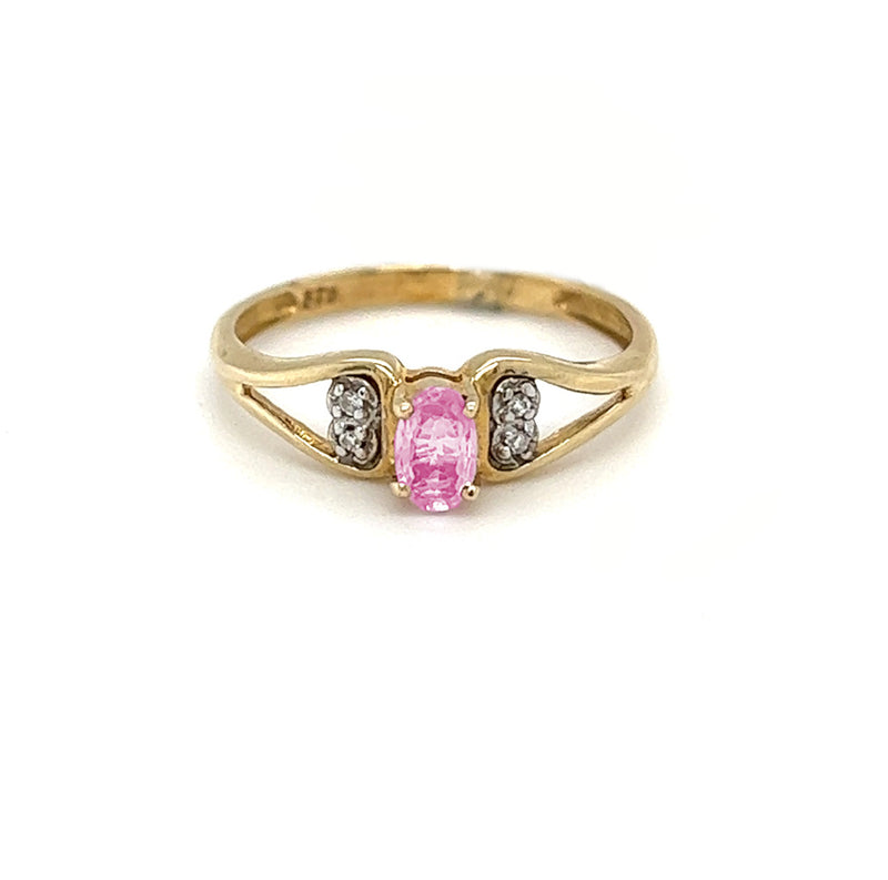 9ct Gold Pink Sapphire & Diamond Ring