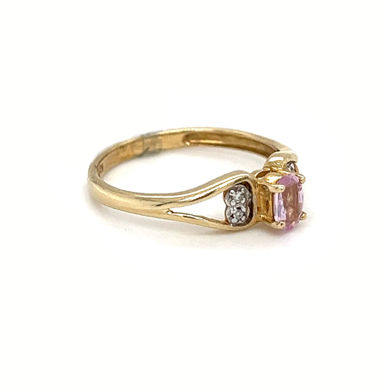 9ct Gold Pink Sapphire & Diamond Ring side