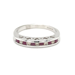 Ruby & Diamond Channel Set Eternity Ring 9ct White Gold
