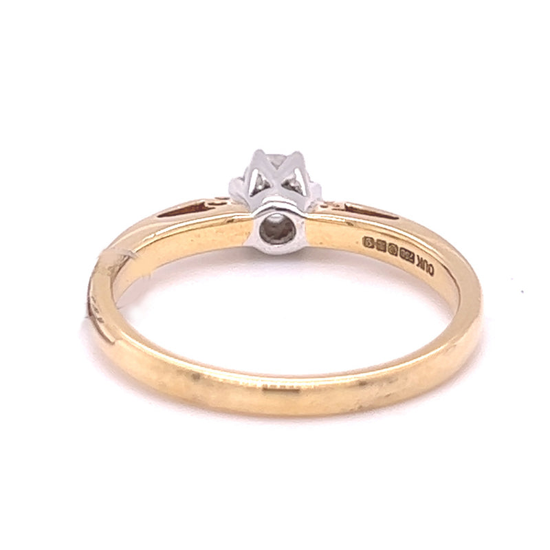 Solitaire 0.25ct Diamond Ring 18ct Yellow Gold back