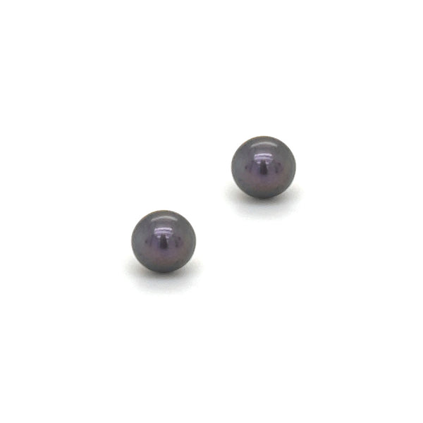6mm Black Cultured Pearl Earring 18ct Gold