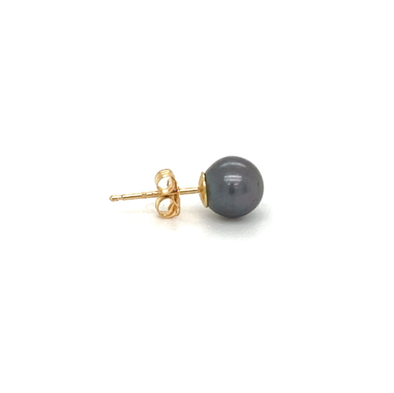 6mm Black Cultured Pearl Earring 18ct Gold profile